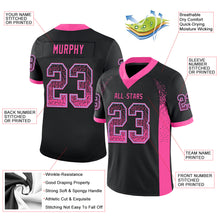 Load image into Gallery viewer, Custom Black Pink-Light Blue Drift Fashion Football Jersey