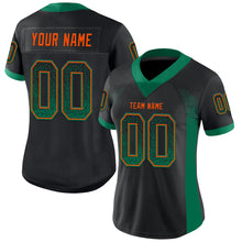 Load image into Gallery viewer, Custom Black Kelly Green-Orange Drift Fashion Football Jersey