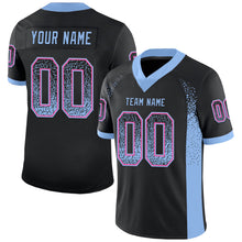 Load image into Gallery viewer, Custom Black Light Blue-Pink Drift Fashion Football Jersey