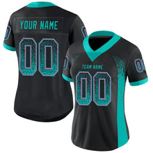 Load image into Gallery viewer, Custom Black Aqua-Pink Drift Fashion Football Jersey