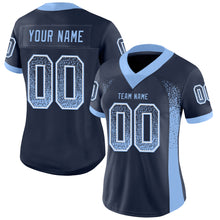 Load image into Gallery viewer, Custom Navy Light Blue-White Drift Fashion Football Jersey