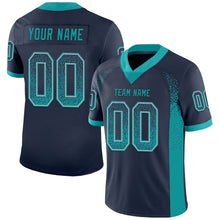 Load image into Gallery viewer, Custom Navy Teal-Gray Drift Fashion Football Jersey