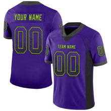 Load image into Gallery viewer, Custom Purple Black-Neon Green Drift Fashion Football Jersey