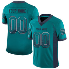 Load image into Gallery viewer, Custom Teal Navy-Gray Drift Fashion Football Jersey