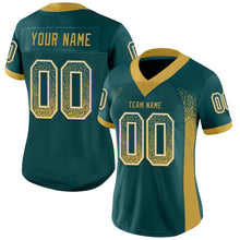 Load image into Gallery viewer, Custom Midnight Green Old Gold-White Drift Fashion Football Jersey