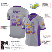 Load image into Gallery viewer, Custom Gray Purple-Gold Drift Fashion Football Jersey