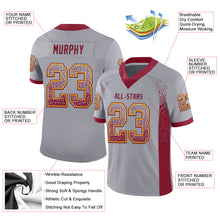 Load image into Gallery viewer, Custom Gray Crimson-Gold Drift Fashion Football Jersey