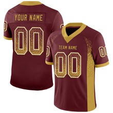 Load image into Gallery viewer, Custom Burgundy Old Gold-White Drift Fashion Football Jersey