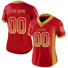 Load image into Gallery viewer, Custom Red Old Gold-White Drift Fashion Football Jersey