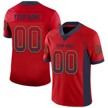 Load image into Gallery viewer, Custom Red Navy-Old Gold Drift Fashion Football Jersey