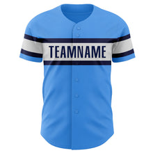 Load image into Gallery viewer, Custom Electric Blue Navy-White Authentic Baseball Jersey