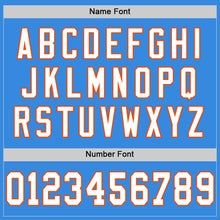 Load image into Gallery viewer, Custom Powder Blue White-Orange Mesh Authentic Throwback Football Jersey
