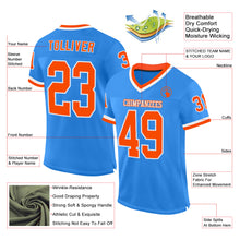 Load image into Gallery viewer, Custom Powder Blue Orange-White Mesh Authentic Throwback Football Jersey