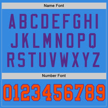 Load image into Gallery viewer, Custom Powder Blue Orange-Purple Mesh Authentic Throwback Football Jersey