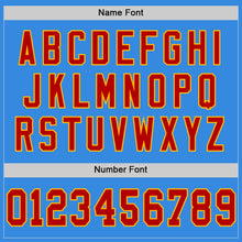 Load image into Gallery viewer, Custom Powder Blue Red-Gold Mesh Authentic Throwback Football Jersey