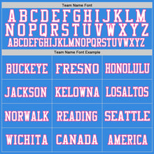 Load image into Gallery viewer, Custom Powder Blue Pink-White Mesh Authentic Throwback Football Jersey