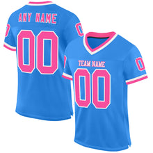 Load image into Gallery viewer, Custom Powder Blue Pink-White Mesh Authentic Throwback Football Jersey