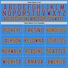 Load image into Gallery viewer, Custom Powder Blue Purple-Gold Mesh Authentic Throwback Football Jersey