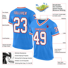Load image into Gallery viewer, Custom Powder Blue White-Red Mesh Authentic Throwback Football Jersey