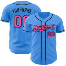 Load image into Gallery viewer, Custom Electric Blue Pink-Black Authentic Baseball Jersey