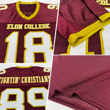 Load image into Gallery viewer, Custom Burgundy White-Old Gold Mesh Authentic Football Jersey