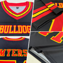 Load image into Gallery viewer, Custom Black Red-Gold Authentic Football Jersey
