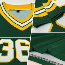 Load image into Gallery viewer, Custom Green White-Gold Authentic Football Jersey
