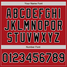 Load image into Gallery viewer, Custom Red Pinstripe Black-White Authentic Fade Fashion Baseball Jersey