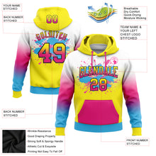 Load image into Gallery viewer, Custom Stitched White Light Yellow Hot Pink Sky Blue-Black Fade Fashion Splash Sports Pullover Sweatshirt Hoodie