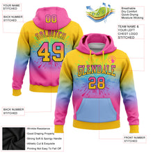 Load image into Gallery viewer, Custom Stitched Yellow Pink Light Blue-Black Fade Fashion Splash Sports Pullover Sweatshirt Hoodie