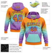 Load image into Gallery viewer, Custom Stitched Bay Orange Medium Purple Ice Blue-Black Fade Fashion Splash Sports Pullover Sweatshirt Hoodie