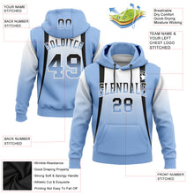 Load image into Gallery viewer, Custom Stitched White Black-Light Blue Fade Fashion Line Sports Pullover Sweatshirt Hoodie