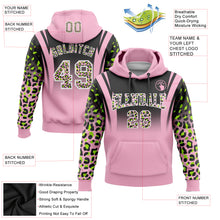 Load image into Gallery viewer, Custom Stitched Black Light Pink-Neon Green Fade Fashion Leopard Print Sports Pullover Sweatshirt Hoodie