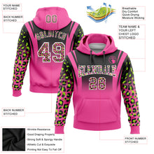 Load image into Gallery viewer, Custom Stitched Black Pink-Neon Green Fade Fashion Leopard Print Sports Pullover Sweatshirt Hoodie