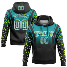 Load image into Gallery viewer, Custom Stitched Teal Black-White Fade Fashion Leopard Print Sports Pullover Sweatshirt Hoodie