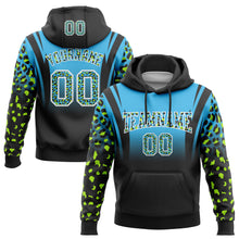 Load image into Gallery viewer, Custom Stitched Sky Blue Black-White Fade Fashion Leopard Print Sports Pullover Sweatshirt Hoodie