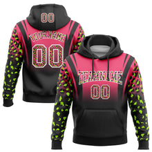Load image into Gallery viewer, Custom Stitched Neon Pink Black-White Fade Fashion Leopard Print Sports Pullover Sweatshirt Hoodie
