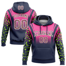 Load image into Gallery viewer, Custom Stitched Pink Navy-White Fade Fashion Leopard Print Sports Pullover Sweatshirt Hoodie