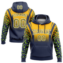 Load image into Gallery viewer, Custom Stitched Gold Navy-White Fade Fashion Leopard Print Sports Pullover Sweatshirt Hoodie