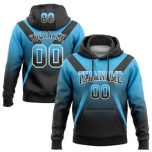 Load image into Gallery viewer, Custom Stitched Sky Blue Black-White Fade Fashion Arrow Sports Pullover Sweatshirt Hoodie