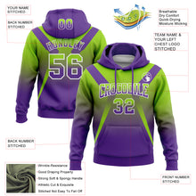 Load image into Gallery viewer, Custom Stitched Neon Green Purple-White Fade Fashion Arrow Sports Pullover Sweatshirt Hoodie