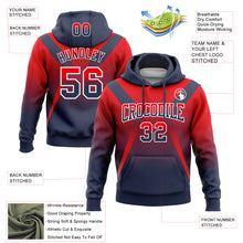 Load image into Gallery viewer, Custom Stitched Fire Red Navy-White Fade Fashion Arrow Sports Pullover Sweatshirt Hoodie