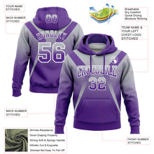 Load image into Gallery viewer, Custom Stitched Gray Purple-White Fade Fashion Arrow Sports Pullover Sweatshirt Hoodie