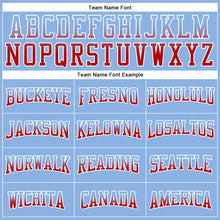 Load image into Gallery viewer, Custom Stitched Light Blue Red-White Fade Fashion Arrow Sports Pullover Sweatshirt Hoodie