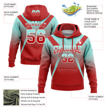 Load image into Gallery viewer, Custom Stitched Ice Blue Red-White Fade Fashion Arrow Sports Pullover Sweatshirt Hoodie