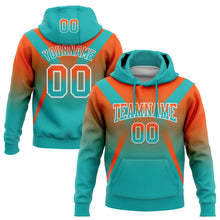 Load image into Gallery viewer, Custom Stitched Orange Aqua-White Fade Fashion Arrow Sports Pullover Sweatshirt Hoodie