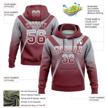 Load image into Gallery viewer, Custom Stitched Gray Burgundy-White Fade Fashion Arrow Sports Pullover Sweatshirt Hoodie