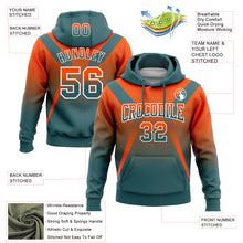 Load image into Gallery viewer, Custom Stitched Orange Midnight Green-White Fade Fashion Arrow Sports Pullover Sweatshirt Hoodie