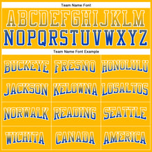 Load image into Gallery viewer, Custom Stitched Gold Thunder Blue-White Fade Fashion Arrow Sports Pullover Sweatshirt Hoodie