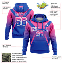 Load image into Gallery viewer, Custom Stitched Pink Thunder Blue-White Fade Fashion Arrow Sports Pullover Sweatshirt Hoodie